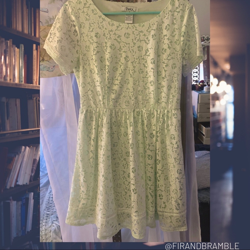 Mint green floral lace dress